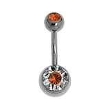 Titanium navelpiercing Titanium Premium kristal