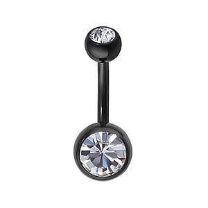 Titan Bauchpiercing Titan Kristall PVD Beschichtung (schwarz)