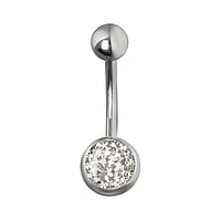 Titanium belly piercing with Premium crystal. Thread:1,6mm. Bar length:10mm. Closure ball:5mm.