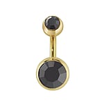 Titanium belly piercing Titanium PVD-coating (gold color) Crystal