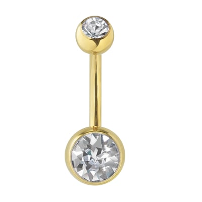 Piercing Nombril Titane G23 Calibre 14 Avec Double Cristal - Bijou Corps Incurvé Longueur Variable - 2