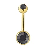 Titanium belly piercing Titanium PVD-coating (gold color) Crystal