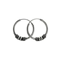 Tribal hoop earrings out of Silver 925. Diameter:16mm.  Tribal pattern