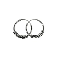 Tribal hoop earrings out of Silver 925. Shiny.  Tribal pattern