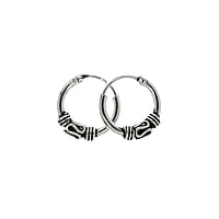 Tribal hoop earrings out of Silver 925. Diameter:12mm. Shiny.  Tribal pattern