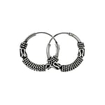 Tribal hoop earrings out of Silver 925. Shiny.  Tribal pattern