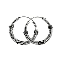 Tribal hoop earrings out of Silver 925. Diameter:22mm. Shiny.  Tribal pattern