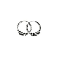 Tribal hoop earrings out of Silver 925. Diameter:12mm. Shiny.  Tribal pattern