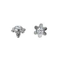 Dermal-Anchor tops uit Titanium met Kristal. Schroefdraad:1,6mm. Breedte:3,5mm.  bloem