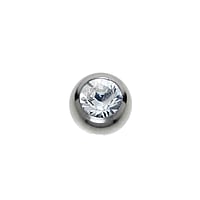 1.6mm Titan piercing uit Titanium met Premium kristal. Schroefdraad:1,6mm. Diameter:4mm. Glanzend.