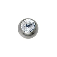 1.2mm Titanium piercing part with Crystal. Thread:1,2mm. Diameter:5mm. Shiny.