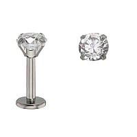 1.2mm Titane lment de piercing avec Zircon. Pas-de-vis:1,2mm. Longueur de la tige:6mm. Largeur:4mm. Pierre(s) fixe(s) par la monture.