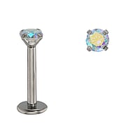 1.2mm Titane lment de piercing avec Zircon. Pas-de-vis:1,2mm. Longueur de la tige:8mm. Largeur:3mm. Pierre(s) fixe(s) par la monture.