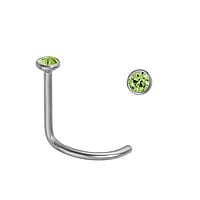 Titanium neuspiercing met Premium kristal. Lengte:6,5mm. Doorsnede:0,8mm. Diameter:2,35mm.