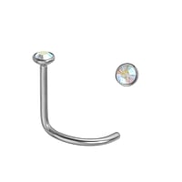 Titanium nose piercing with Premium crystal. Length:6,5mm. Cross-section:0,8mm. Diameter:2,35mm.