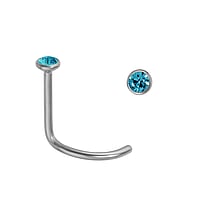 Piercing du nez en titane avec Cristal premium. Longueur:6,5mm. Coupe transversale :0,8mm. Diamtre:2,35mm.