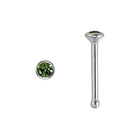 Titanium neuspiercing met Premium kristal. Lengte:6,5mm. Doorsnede:0,8mm. Diameter:2,3mm.