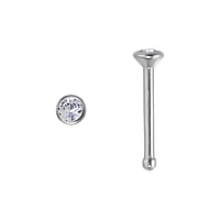 Titanium nose piercing with Premium crystal. Length:6,5mm. Cross-section:0,8mm. Diameter:2,3mm.