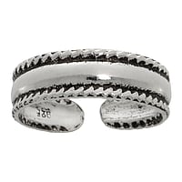 Bague de doigt de pied en Argent 925. Largeur:5mm. Flexibles pour senfiler et sajuster.  Dessin tribal Motif tribal Bandes Rayures Zbrure Rainure Rainurage Lignes