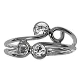 Stone toe ring Silver 925 Crystal Spiral