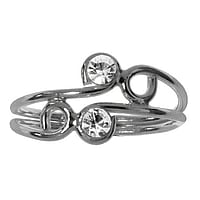 Stone toe ring out of Silver 925 with Crystal. Width:10mm. Bendable for adjustment and for wearing.  Spiral