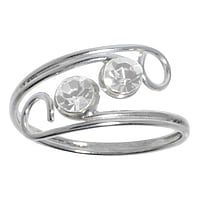 Stone toe ring out of Silver 925 with Crystal. Width:7mm. Bendable for adjustment and for wearing.  Spiral Eternal Loop Eternity Everlasting Braided Intertwined 8