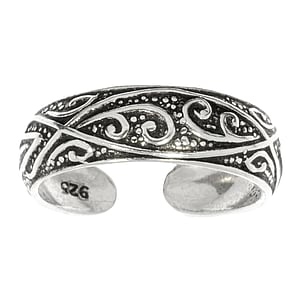 teenring Zilver 925 tribal_tekening tribal_patroon blad blaadje plantpatroon