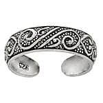 Bague de doigt de pied en Argent 925. Largeur:5mm. Flexibles pour senfiler et sajuster.  Vague Onde Lame Dessin tribal Motif tribal Spirale