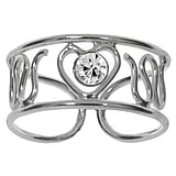 Stenen teen ring Zilver 925 Kristal hart liefde golf