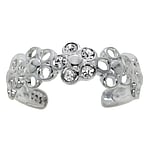Stone toe ring out of Silver 925 with Crystal. Width:5,5mm. Bendable for adjustment and for wearing.  Flower