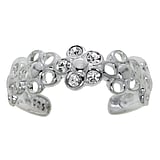 Stone toe ring Silver 925 Crystal Flower