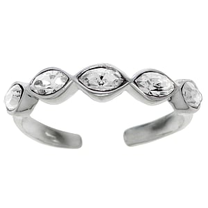 Stone toe ring Silver 925 Crystal Wave Eternal Loop Eternity