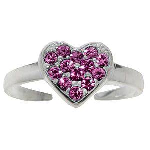 Stone toe ring Silver 925 Crystal Heart Love