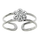 Stone toe ring Silver 925 Crystal Flower