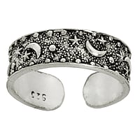 Toering out of Silver 925. Width:5,3mm. Bendable for adjustment and for wearing.  Star Moon Half moon Half-moon