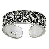 Bague de doigt de pied en Argent 925. Largeur:5,3mm. Flexibles pour senfiler et sajuster.  toile Lune Demi lune