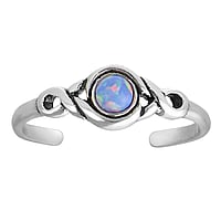 Stein Zehenring aus Silber 925 mit Opal. Breite:5,2mm. Biegsam zum Anziehen und Anpassen.