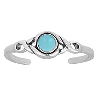 Stone toe ring out of Silver 925 with Turquoise. Width:5,2mm. Bendable for adjustment and for wearing.