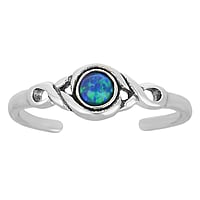 Stein Zehenring aus Silber 925 mit Opal. Breite:5,5mm. Biegsam zum Anziehen und Anpassen.