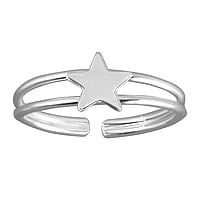 Teenring uit Zilver 925. Breedte:5mm. Buigbaar om in te doen en aan te passen. Glanzend.  ster