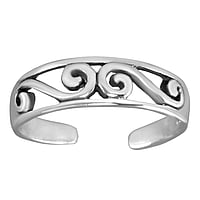 Bague de doigt de pied en Argent 925. Largeur:5mm. Flexibles pour senfiler et sajuster. brillant.  Dessin tribal Motif tribal Vague Onde Lame Spirale