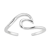 Bague de doigt de pied en Argent 925. Largeur:7mm. Flexibles pour senfiler et sajuster. brillant.  Vague Onde Lame