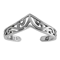 Teenring uit Zilver 925. Breedte:6mm. Buigbaar om in te doen en aan te passen. Glanzend.  tribal tekening tribal patroon