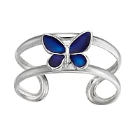 Toering out of Silver 925 with Enamel. Width:6,5mm. Bendable for adjustment and for wearing. Shiny.  Butterfly