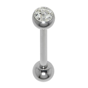 Tongue piercing Surgical Steel 316L Crystal Epoxy