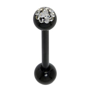 Tongue piercing Surgical Steel 316L Black PVD-coating Crystal Epoxy