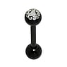 Tongue piercing Surgical Steel 316L Black PVD-coating Crystal Epoxy