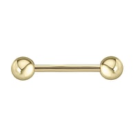 Tongue piercing out of Surgical Steel 316L with PVD-coating (gold color). Thread:1,6mm. Ball diameter:5mm.