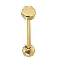 Zungenpiercing aus Chirurgenstahl 316L mit PVD Beschichtung (goldfarbig). Gewinde:1,6mm. Stablnge:20mm. Ball-Durchmesser:5mm. Glnzend.