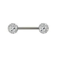 Tongue piercing out of Surgical Steel 316L with Crystal and Epoxy. Thread:1,6mm. Bar length:12mm. Ball diameter:6mm.
